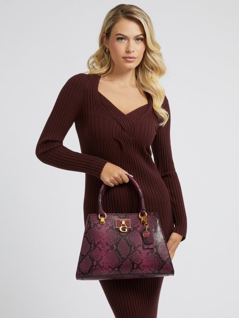 Guess Katey Sac à Main Imprimé Python Rouge