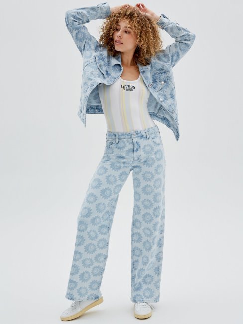 Pantalon En Denim Coupe Décontractée Bleu Guess Nouvelle Tendance