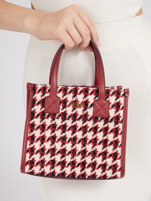 Guess Silvana Tweed Mini Sac à Main Noir