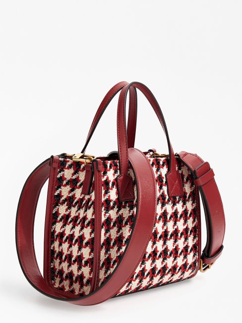 Guess Silvana Tweed Mini Sac à Main Noir