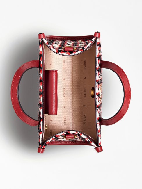 Guess Silvana Tweed Mini Sac à Main Noir