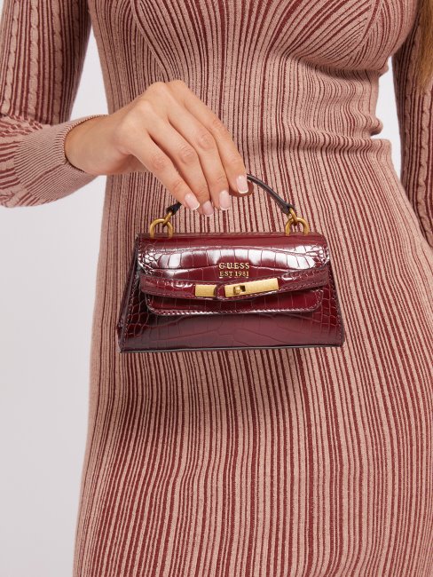 Micro Sac à Main Tullia Imprimé Croco Rouge Guess