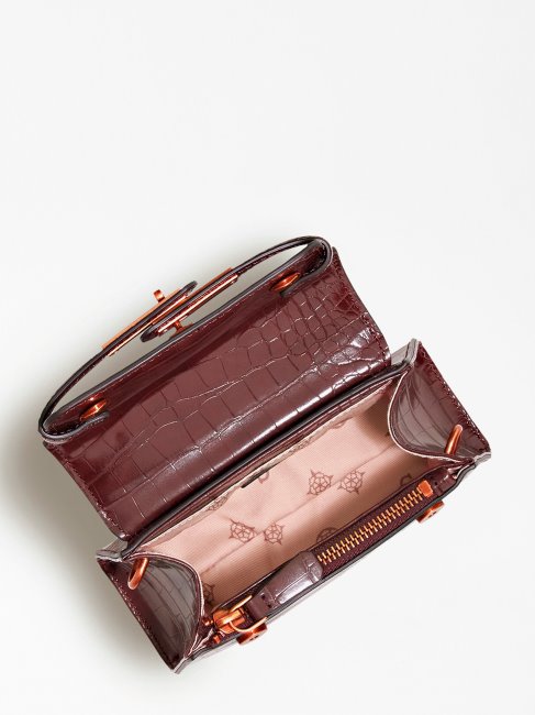 Micro Sac à Main Tullia Imprimé Croco Rouge Guess