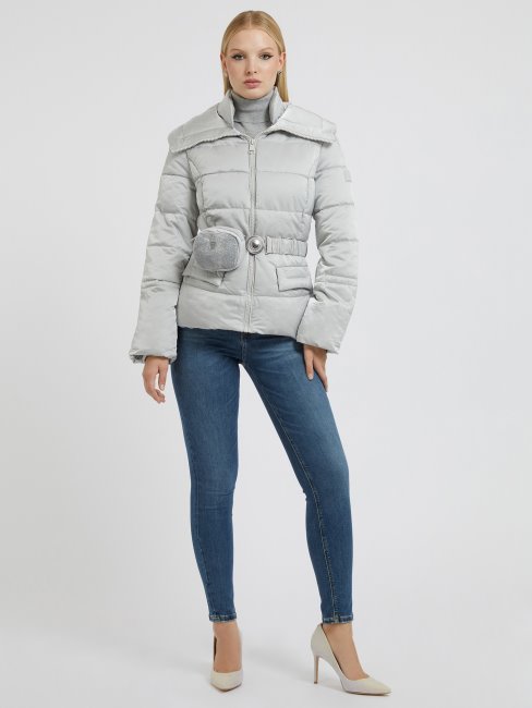 Doudoune Ceinturée Argentée