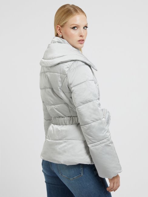 Doudoune Ceinturée Argentée