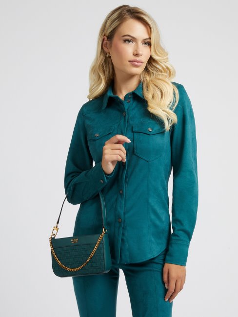 Mini Sac à Bandoulière Tissé Katey Guess Vert