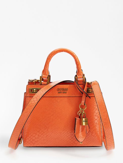 Mini Sac à Main Katey Imprimé Python Orange Guess