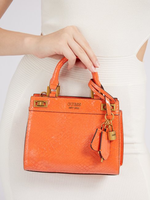 Mini Sac à Main Katey Imprimé Python Orange Guess