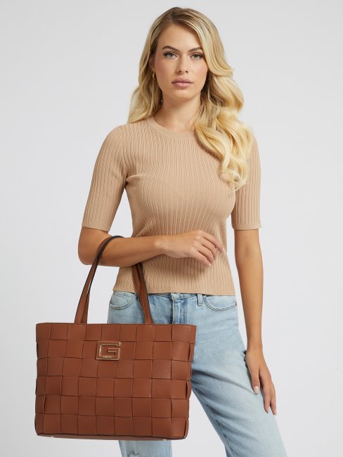 Cabas Tressé Liberty City Guess Marron