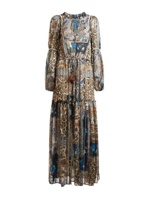 Robe Longue Imprimé All Over Guess Bleu Multi