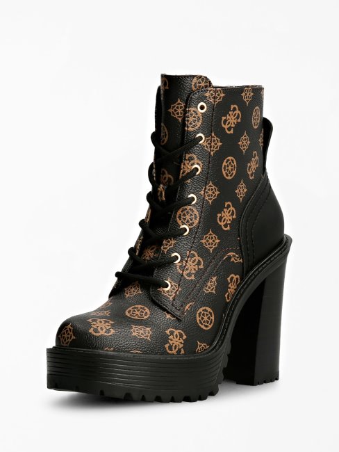 Guess Marron Kalissa 4g Pivoine Logo Botte De Combat