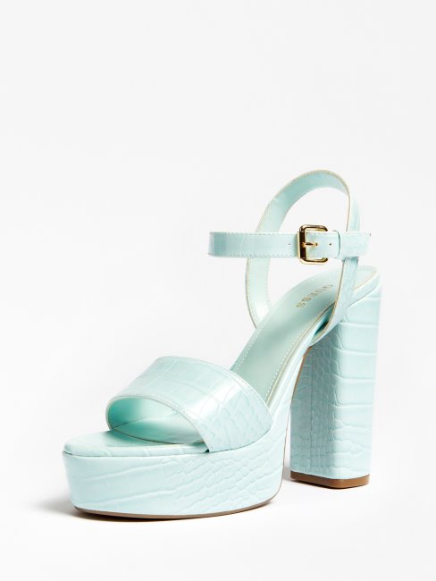 Guess Gabela Sandale Imprimé Croco Bleu Clair