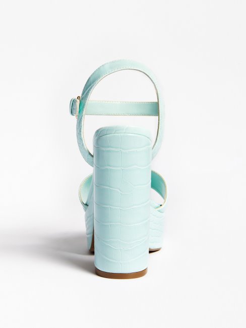 Guess Gabela Sandale Imprimé Croco Bleu Clair