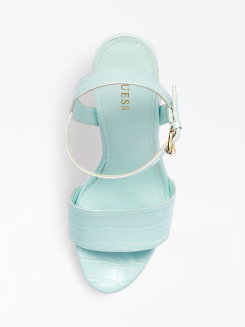 Guess Gabela Sandale Imprimé Croco Bleu Clair