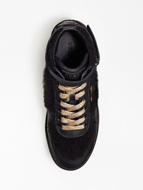 Paniers Montantes Vyves En Fausse Fourrure Noire Guess