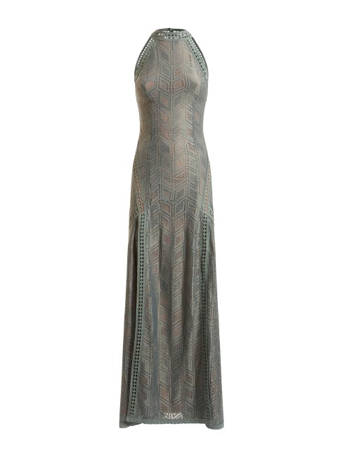 Guess Vert Multi Robe Longue En Dentelle