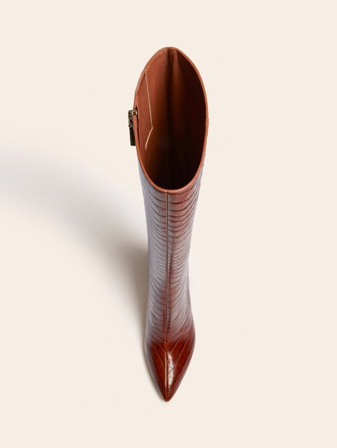 Guess Bottes Marciano En Cuir Véritable Marron