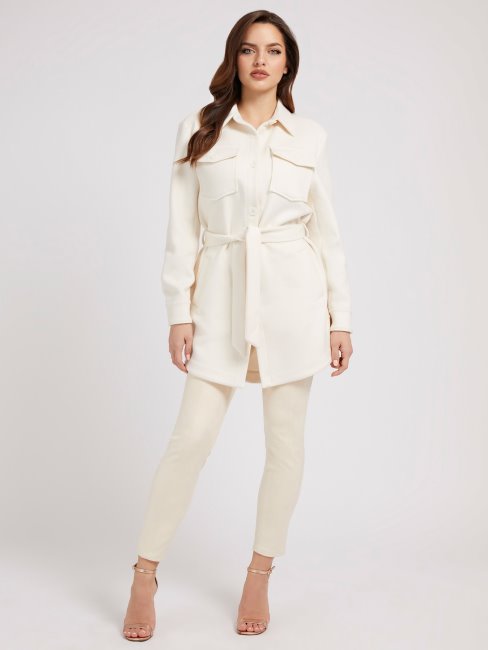 Manteau En Laine Mélangée Blanc Guess