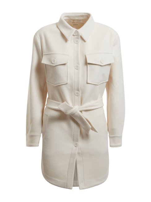 Manteau En Laine Mélangée Blanc Guess