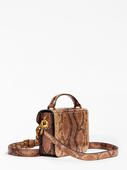 Mini Sac à Main Imprimé Python Retour Ou Rose Guess