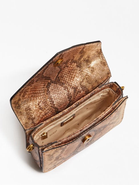 Mini Sac à Main Imprimé Python Retour Ou Rose Guess