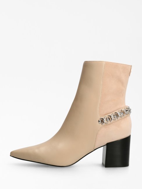 Bottines Guess Hibah En Cuir Véritable Beige