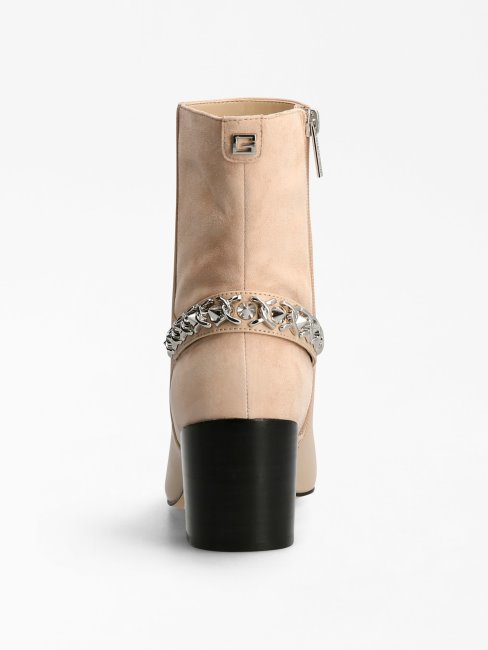 Bottines Guess Hibah En Cuir Véritable Beige