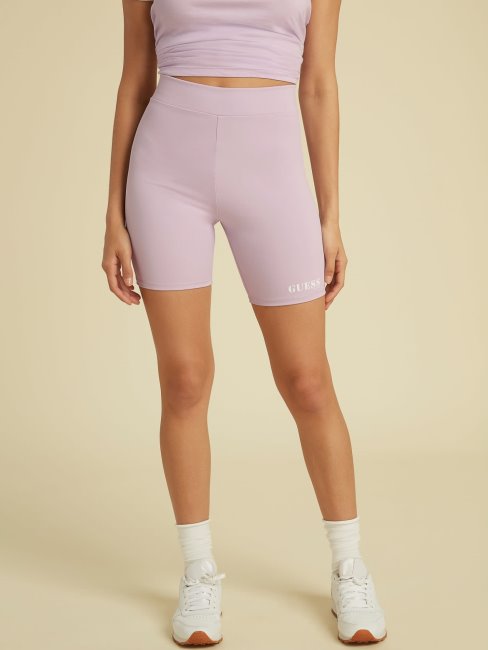 Guess Short De Motard à Logo Lilas