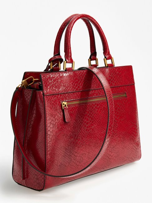 Guess Katey Sac à Main Imprimé Python Maxi Rouge
