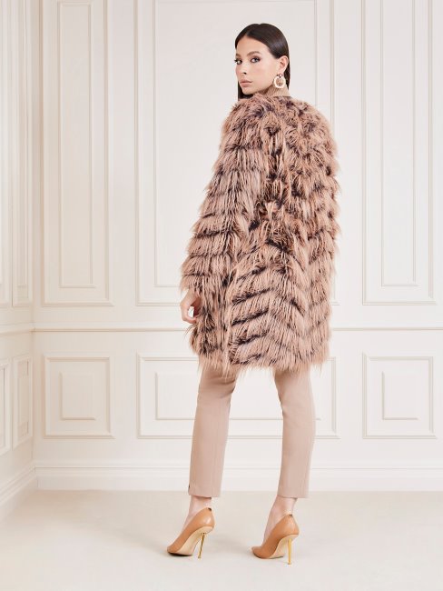 Guess Manteau En Fausse Fourrure Marciano Marron