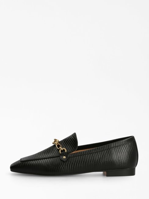 Guess Marta Mocassins En Cuir Véritable Noir