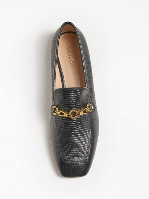 Guess Marta Mocassins En Cuir Véritable Noir