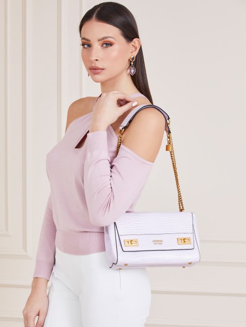 Katey Sac à Bandoulière Imprimé Croco Lilas Guess