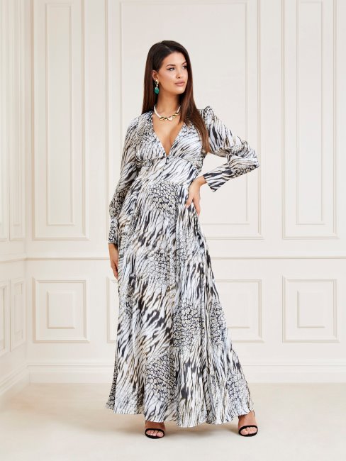 Robe Longue Blanche Multi Marciano Imprimé Sur L'ensemble Guess