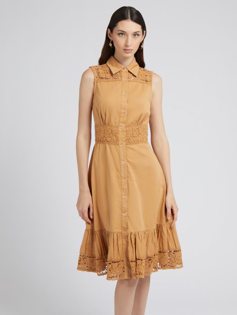 Peignoir Beige Avec Détails Au Crochet