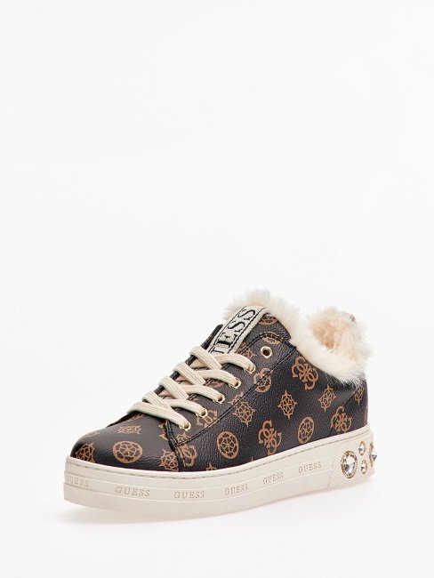 Guess Paniers à Rivets En Fausse Fourrure Marron