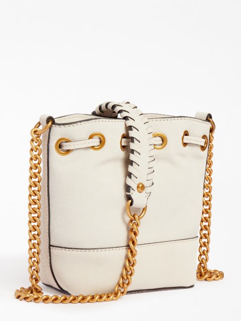 Mini Sac Seau En Daim Kaoma Blanc Guess