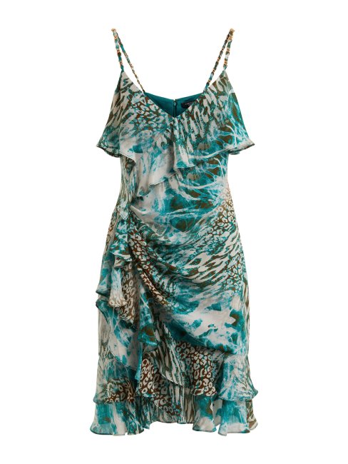 Guess Robe En Soie Marciano Vert Multi