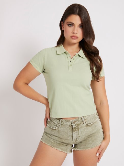 Polo Guess Logo Brodé Vert