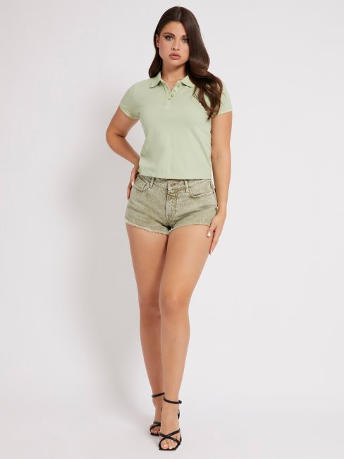 Polo Guess Logo Brodé Vert