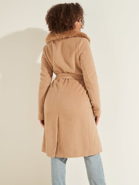 Manteau Ceinturé En Laine Mélangée Guess