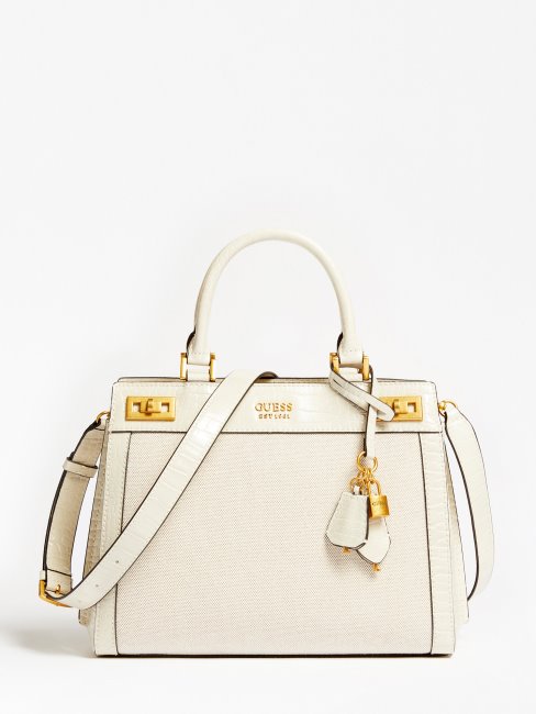 Guess Katey Logo Charm Sac à Main Blanc