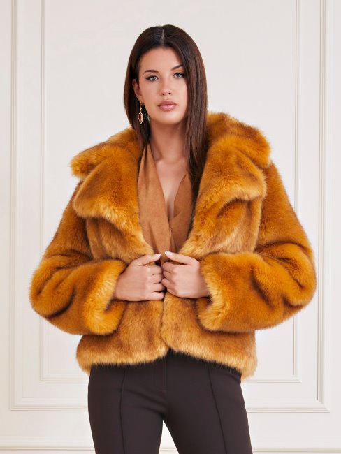 Veste En Fausse Fourrure Marciano Beige Guess