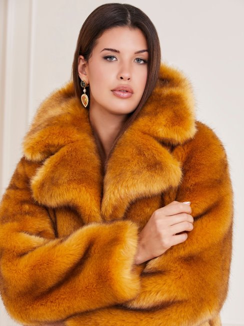 Veste En Fausse Fourrure Marciano Beige Guess