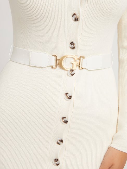 Guess Robe Ceinturée Cardigan Blanc
