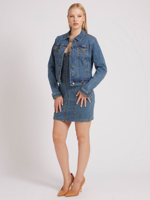 Veste En Jean Bleue à Clous Guess