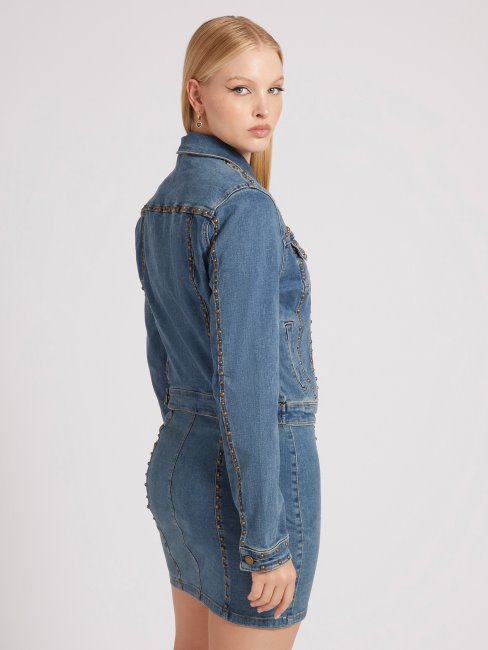 Veste En Jean Bleue à Clous Guess