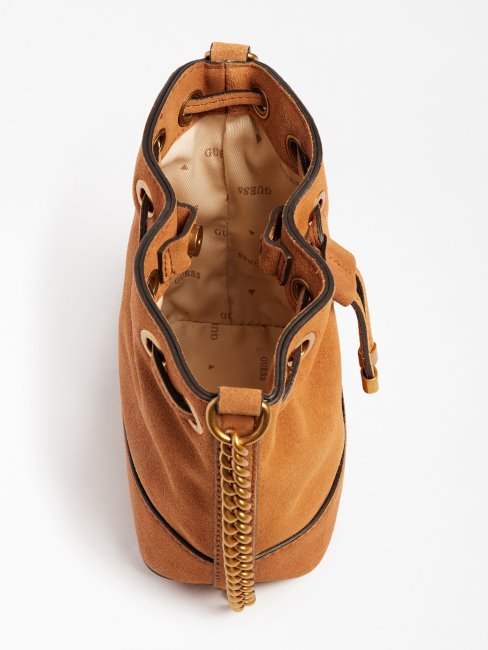 Mini Sac Seau En Daim Kaoma Beige Guess