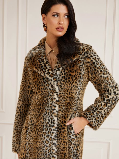 Animalier Guess Marciano Animalier Manteau En Fausse Fourrure