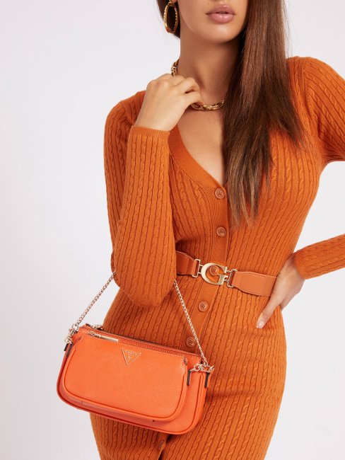 Mini Sac à Bandoulière Alexie En Saffiano Orange Guess